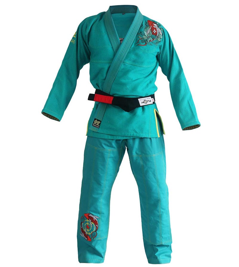 FLUORY Ladies Brazilian Jiu Jitsu Suit Female BJJ Gi Kimonos Women BJJ Uniform (BJJF20GREEN, F2) - Image 1